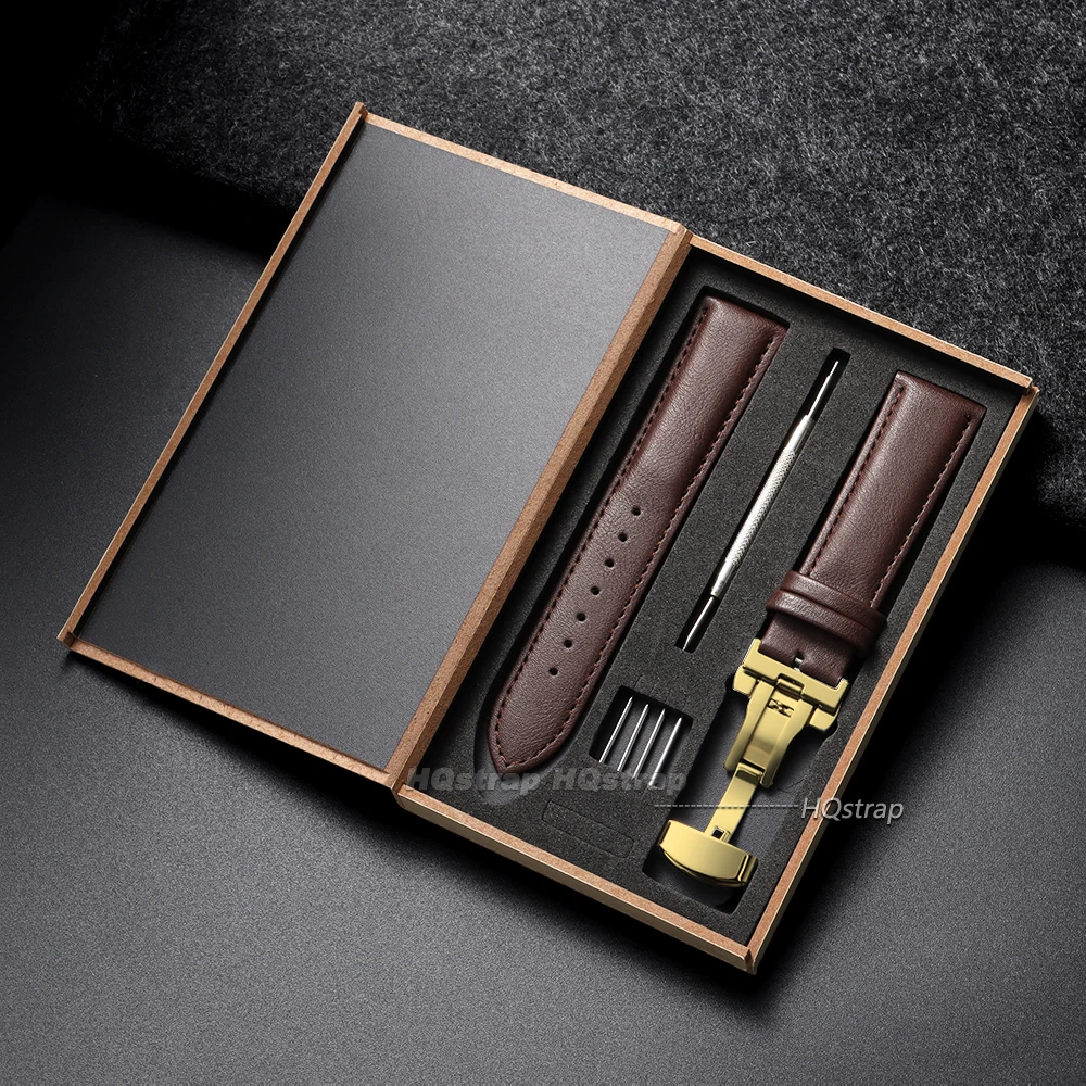 Elegant Calfskin Watch Band with Butterfly Clasp