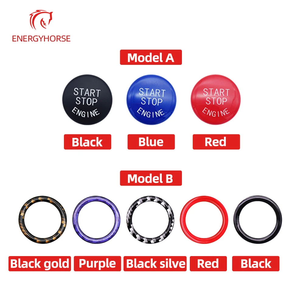 Startstop knop afdekking, auto startknop afdekking, auto startknop motor ontstekingsschakelaar sticker accessoires voor BMW 3 5 X5 X6 serie E90 E91 E92 E93 E60 E70 E71 Z4 E89 2009-2016