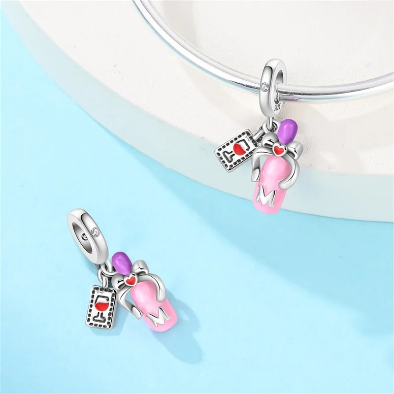 Original 925er Sterlingsilber-Charm-Perlen, leuchtende leuchtende Laterne, Engel, magische Katze, Dschungel-Anhänger, Perle für Armband, Charm-Schmuck – Detail 17