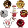 Popcorn Machine Maker with Cart and 8-Ounce Kettle - Red, Vintage-Style Popper on Wheels 6