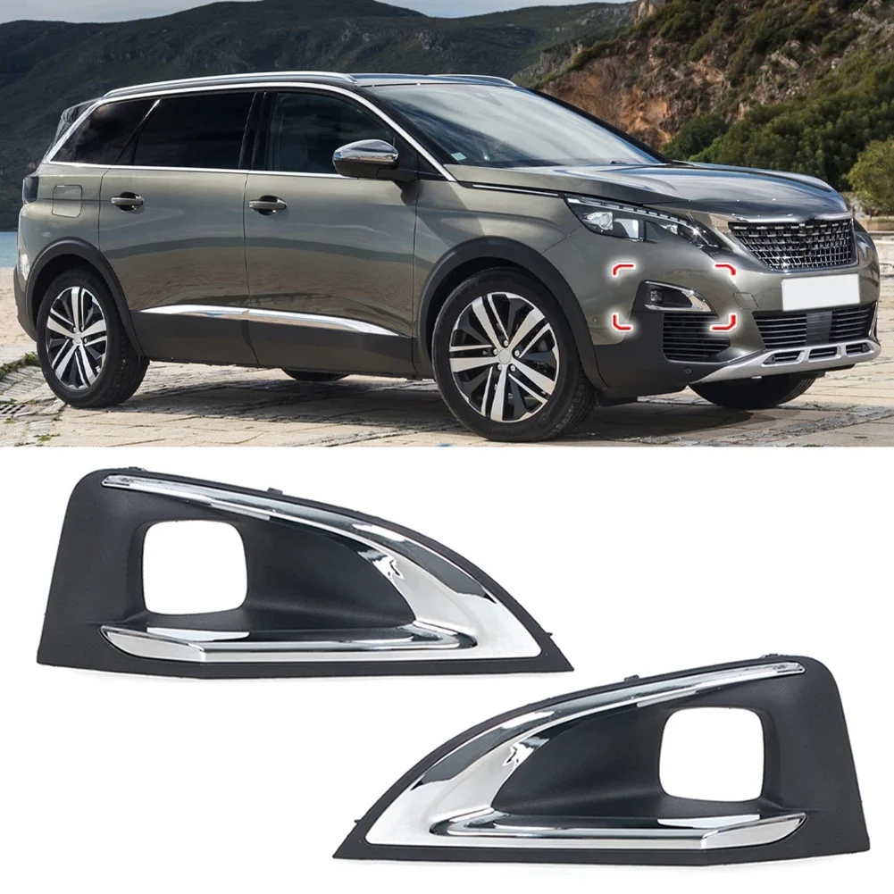 Car Front Bumper Lower Grille Fog Lamp Cover Trims No Sensor Hole Fog Light Cover for Peugeot 4008 5008 GT Right