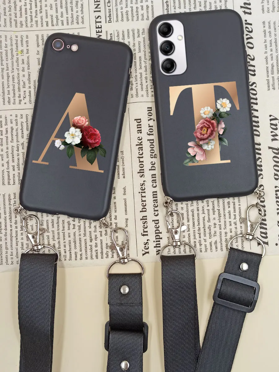 Custodia In Silicone Con Tracolla Per Samsung Galaxy A14 A13 4G 5G A04S A22 A33 A32 M12 A12 A13 Lite A14 Custodia Con Lettera Iniziale