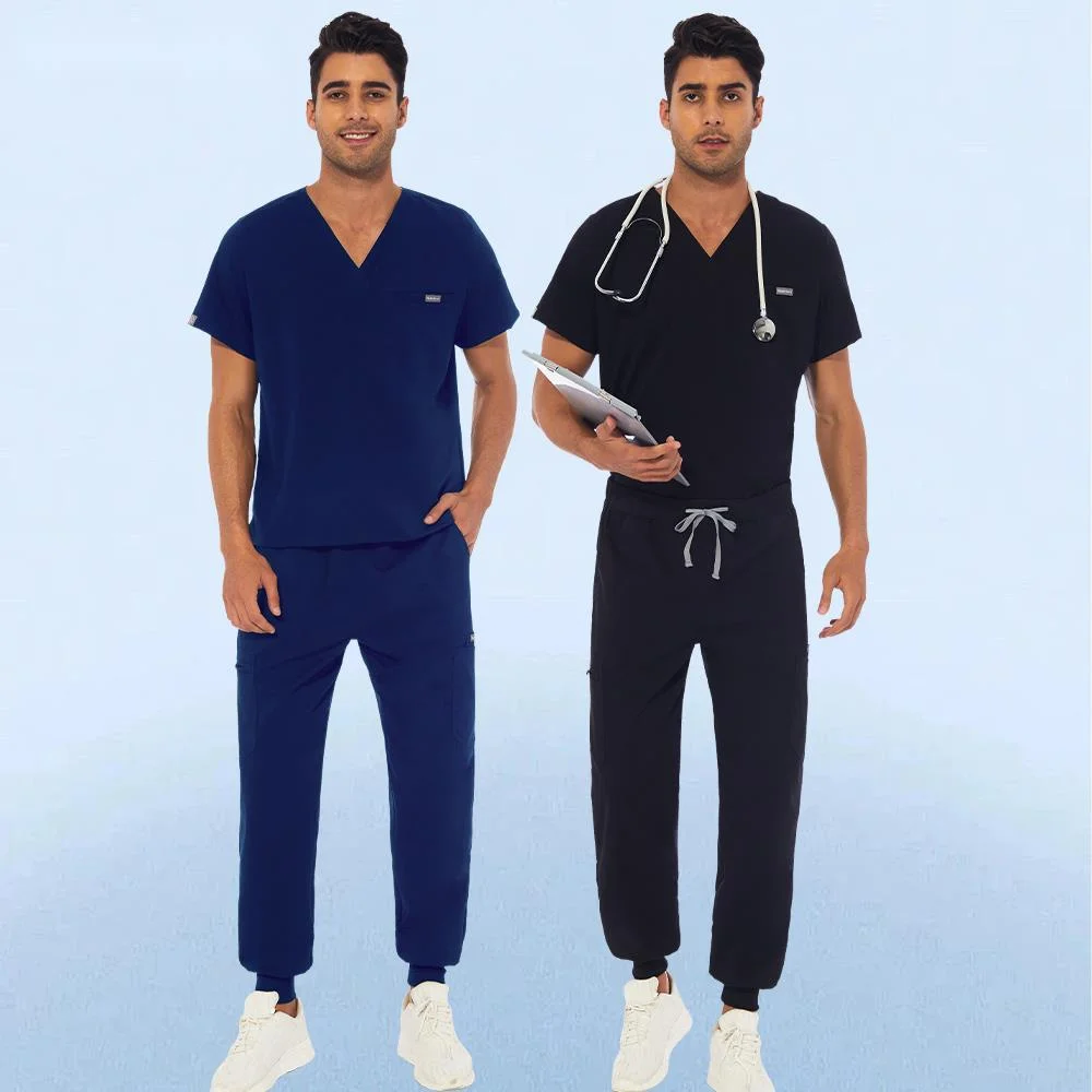 

Men Pocket Nursing Uniform Nurse Short Sleeve V-neck Scrub Tops Doctor Working Clothes Medical Scrub Pants Uniforms Blouse Sets