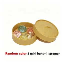Mini Dumplings Squeezable Stress Relief Toy Set - Soft Squishy Fidget Sensory Party Favors Gift (5 Pieces) (5 Mini Bun - 1 Steamer)