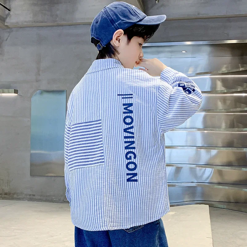 Trendy Boys Spring Autumn Shirt For Children Middle Large Boys Fashion Streetwear Shirt New Style Chinese Traditional Desig