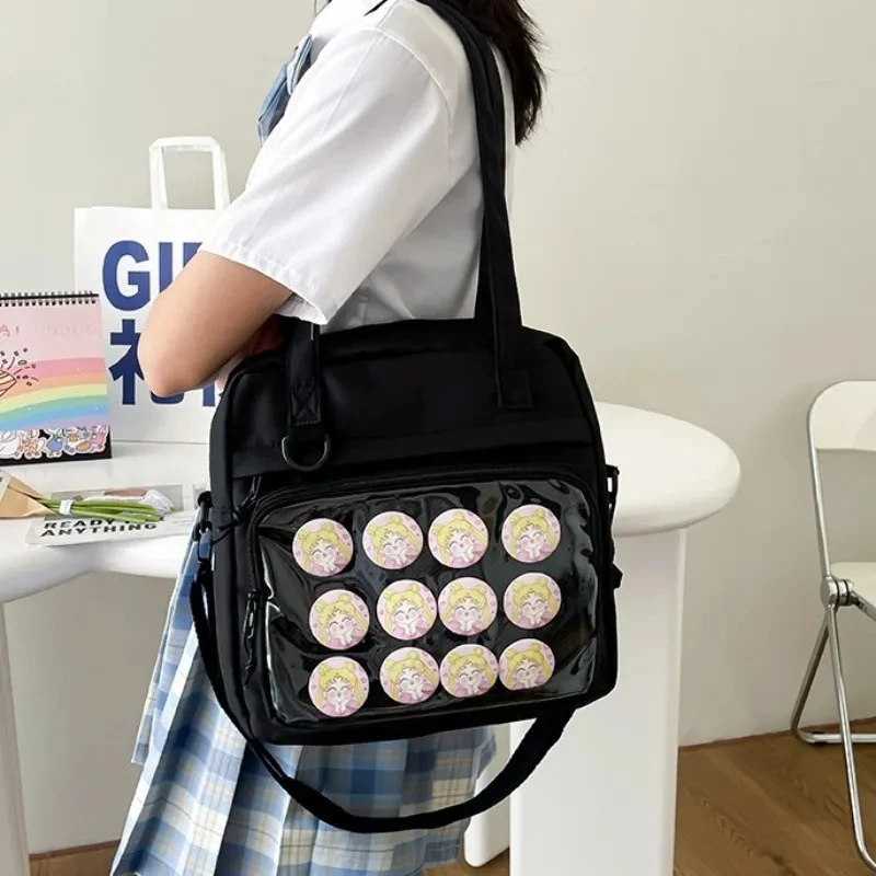 Japanese Transparent Totes for Women 2026 Fashion Trendy Versatile Ita Bag Candy Color High-capacity Canvas Crossbody Bags - 2