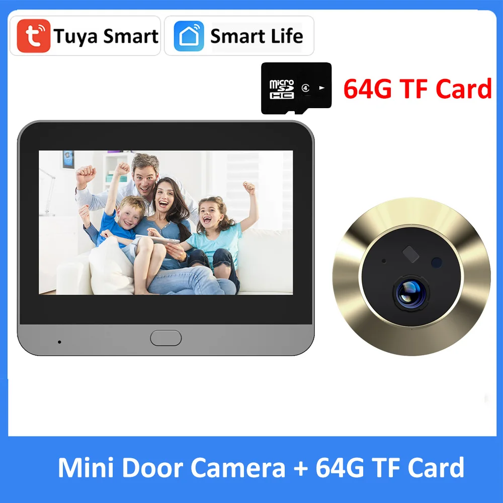 Smart Tuya 1080p Wifi Puerta Timbre Ojo Mirilla Cámara 5000mah Audio 4,3  'pir Fhd Infrarrojo Alexa Google Anuncio Visor Digital - Timbres De Puerta  - AliExpress