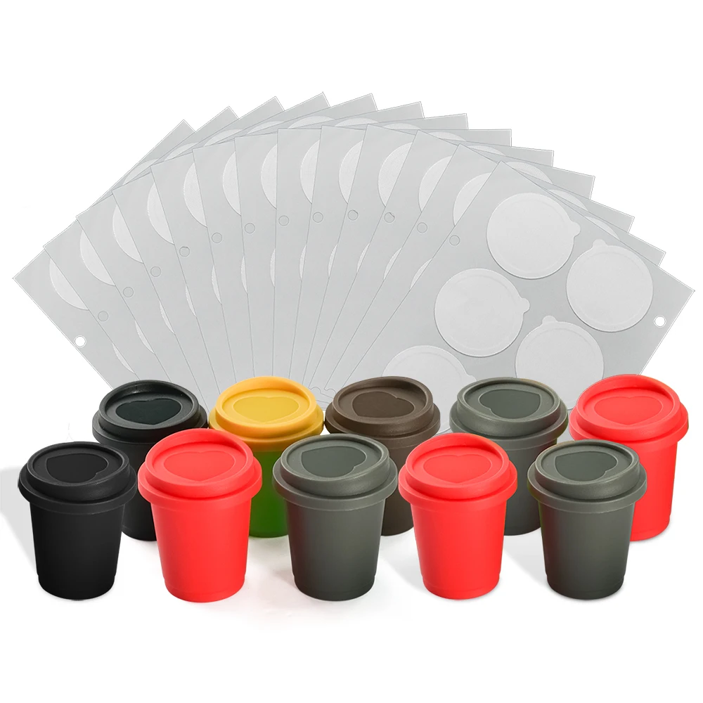 

10PCS 10g Disposable Coffee Capsule Cup With 60PCS Aluminum Seals Food Grade PP Bottles Tea Coffee Powder Capsule Cups