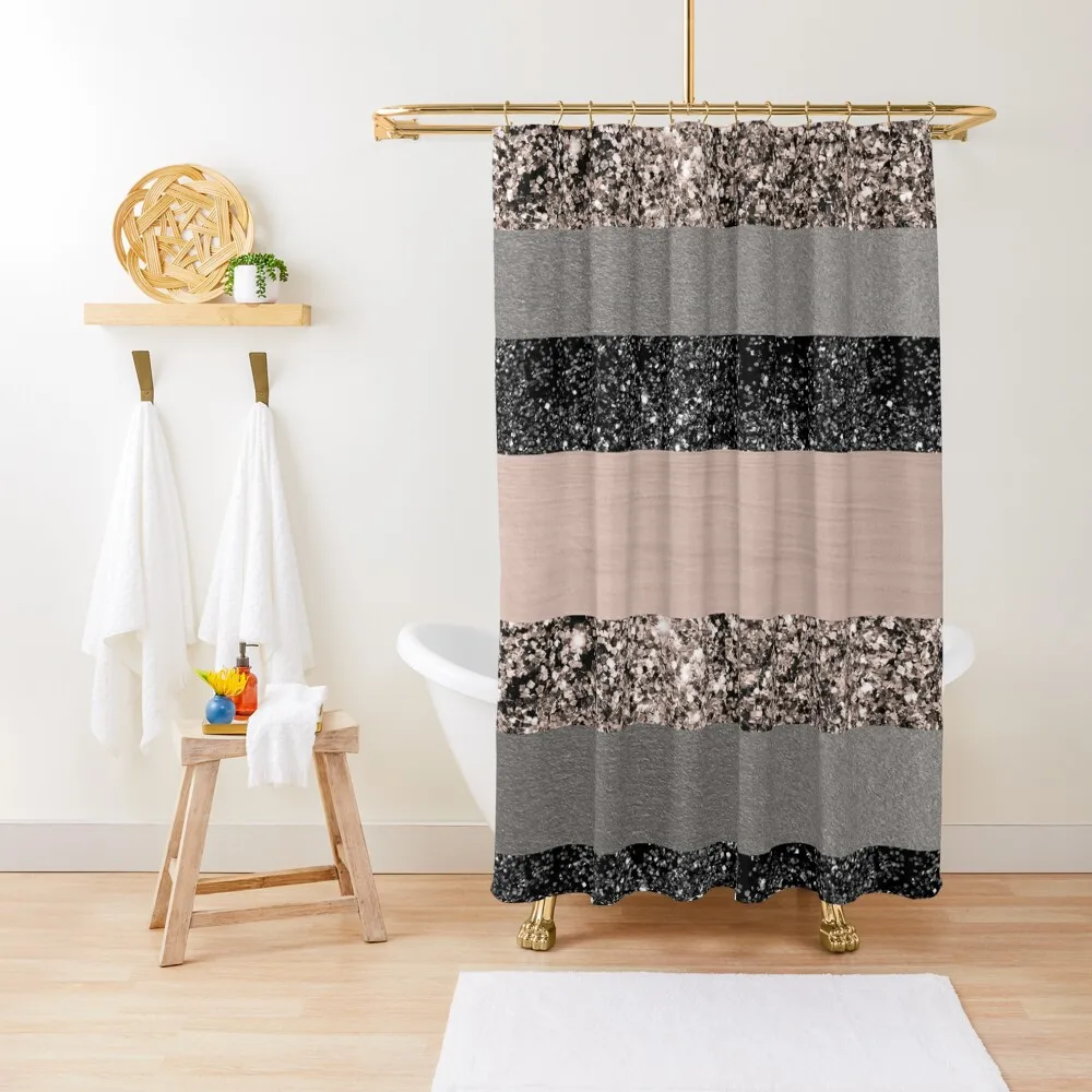 

Blush Glitter Glam Stripes #1 (Faux Glitter) #shiny #decor #art Shower Curtain Shower Bathroom Curtain