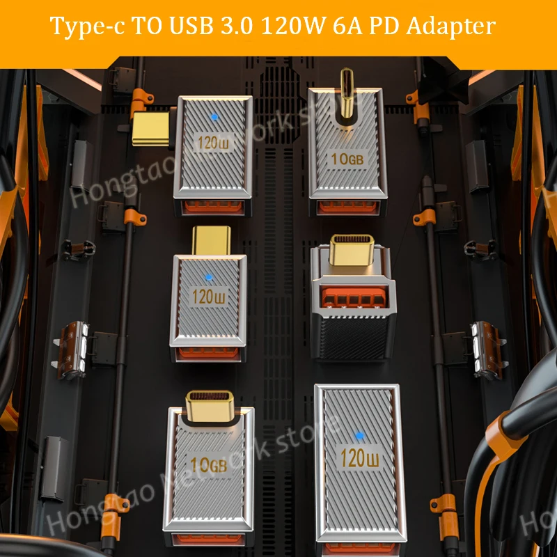

Usb 3.1 ToType-C механический армированный Адаптер 120 Вт 6A PD приманка преобразователь быстрой зарядки 10 Гбит/с для планшетов ноутбуков