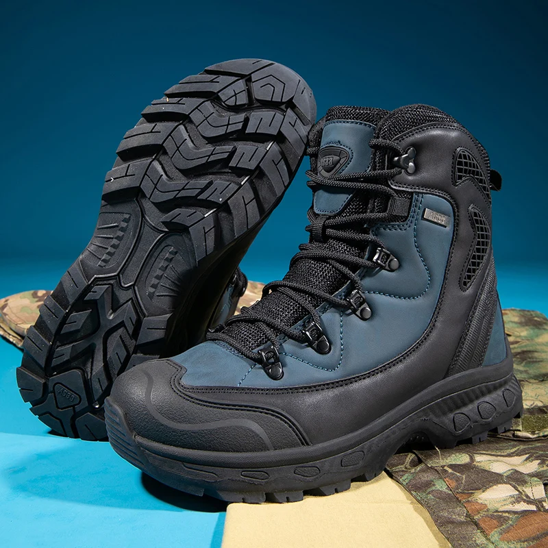 Men Tactical Leather Boots Army Boots Mens Military Desert Waterproof Work Safety Shoes Climbing