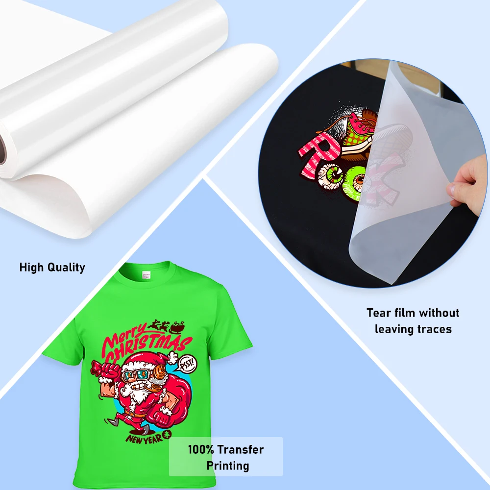DTF Transfer Film Roll 13 Inch*328FT A3 DTF PET Film For A3 Printer 30CM*100M Roll Direct Print on T Shirts Textile