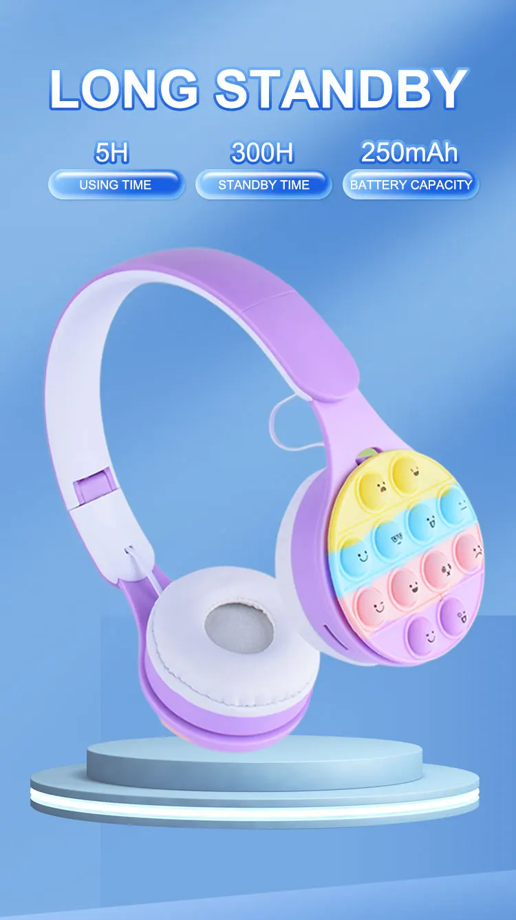 Headworn Rainbow Bubble Wireless Bluetooth S 5.0 Pressure Reducing Cute Foldable With Microphone Card Insertion_voghion.com