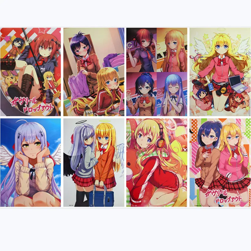 8 Pcs/lot Anime Gabriel DropOut Embossed Posters Toy Tenma Gabriel White McDowell Poster Sticker for Gifts Size 42x29CM