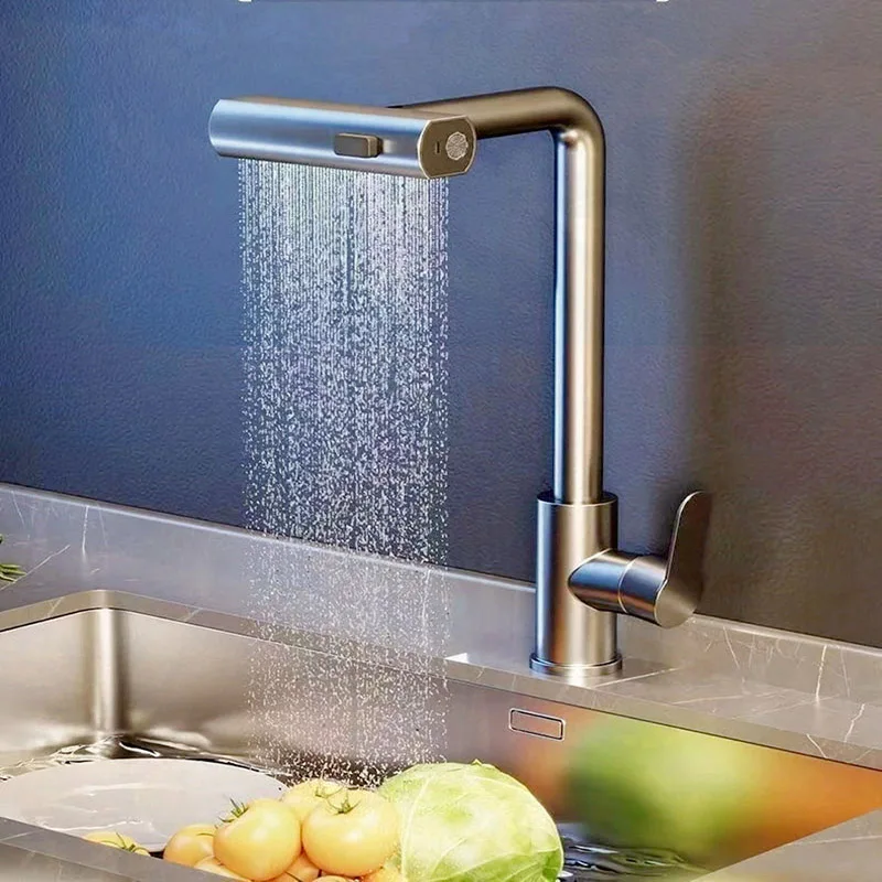 

NEW Waterfall 3 Mode Kitchen Faucets Pull Out Rotation Stream Sprayer Head Sink Mixer Hot Cold Single Hole Sink Wash Tap