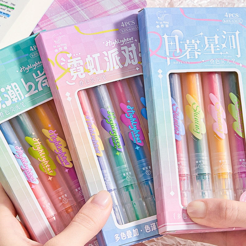 4pc/set Cute Candy Color Highlighter Kids DIY Decor Graffiti Drawing Scrapbook Journal Marker Paint American Fashion