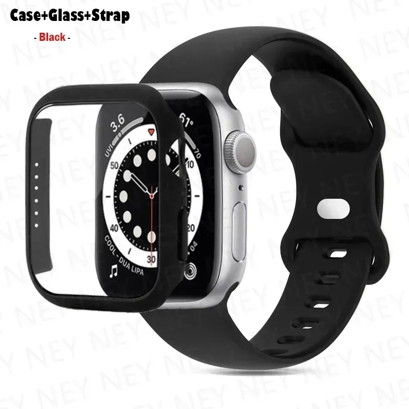 Stylish Silicone Bracelet for Apple Watch - Glass Case with Watchbands