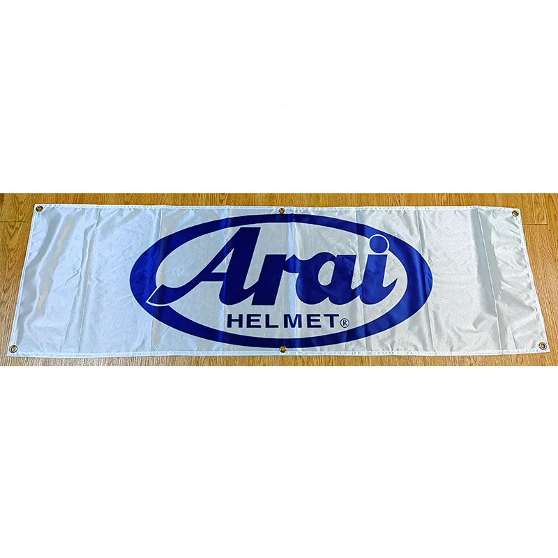 130Gsm 150D Materiale Poliestere Arai Casco Banner 1.5 * 5Ft (45*150Cm) Pubblicità Caschi Decorativi Bandiere Yhxyhx370
