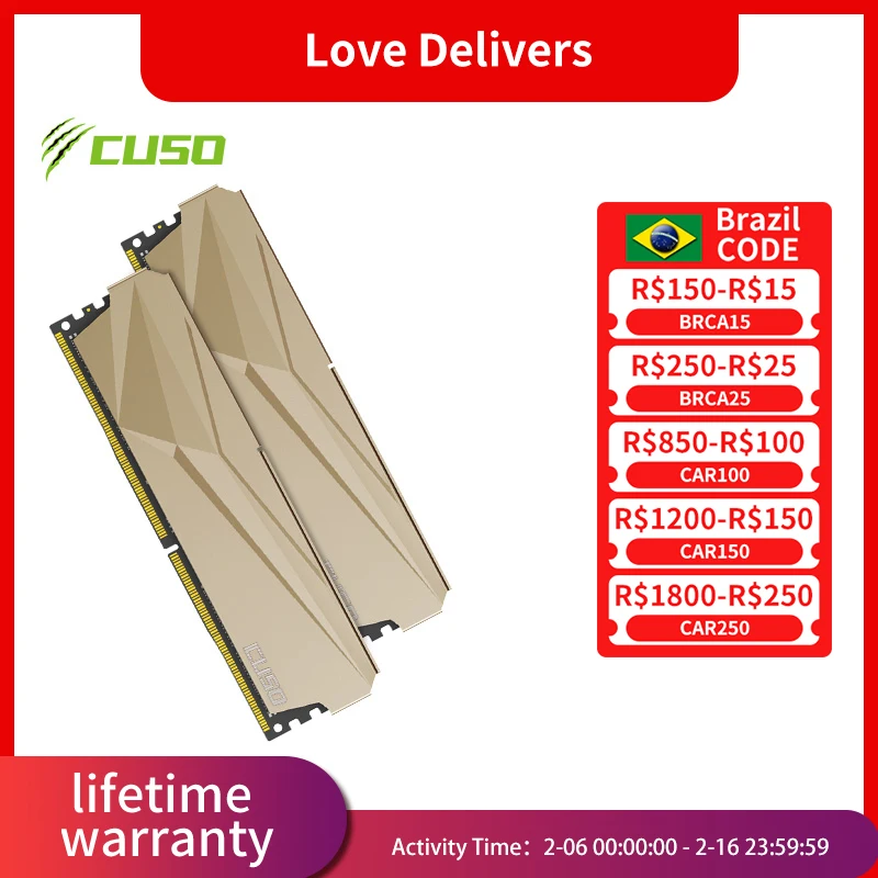 Cuso Ddr4 Ram Memoria Desktop 8Gb 2666Mhz 3000Mhz 3200Mhz 3600Mhz Nuovo Dimm Ram Memoria Oro Con Dissipatore Di Calore