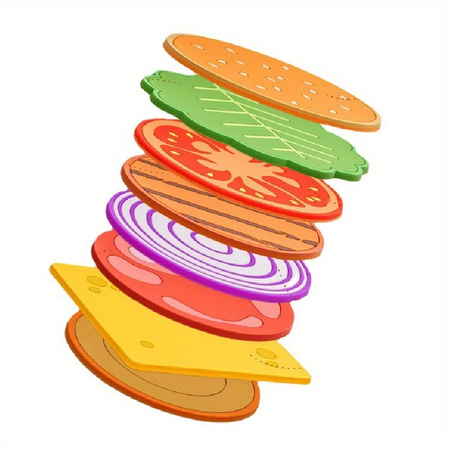 Burger-Shaped Silicone Coaster Set – Creative Cup Pads for Kitchen and Bar Decor