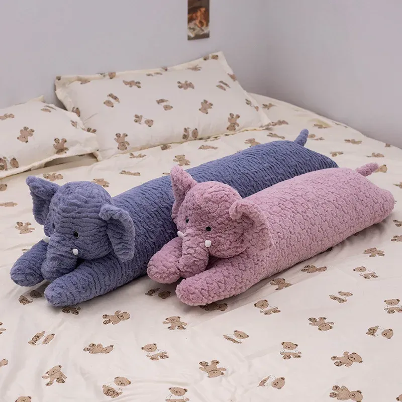Large Elephant Body Pillow Long Sleeping Cushion Cute Stuffed Animal Elephant Decorative Body Pillow Chair Back Cushion Decor