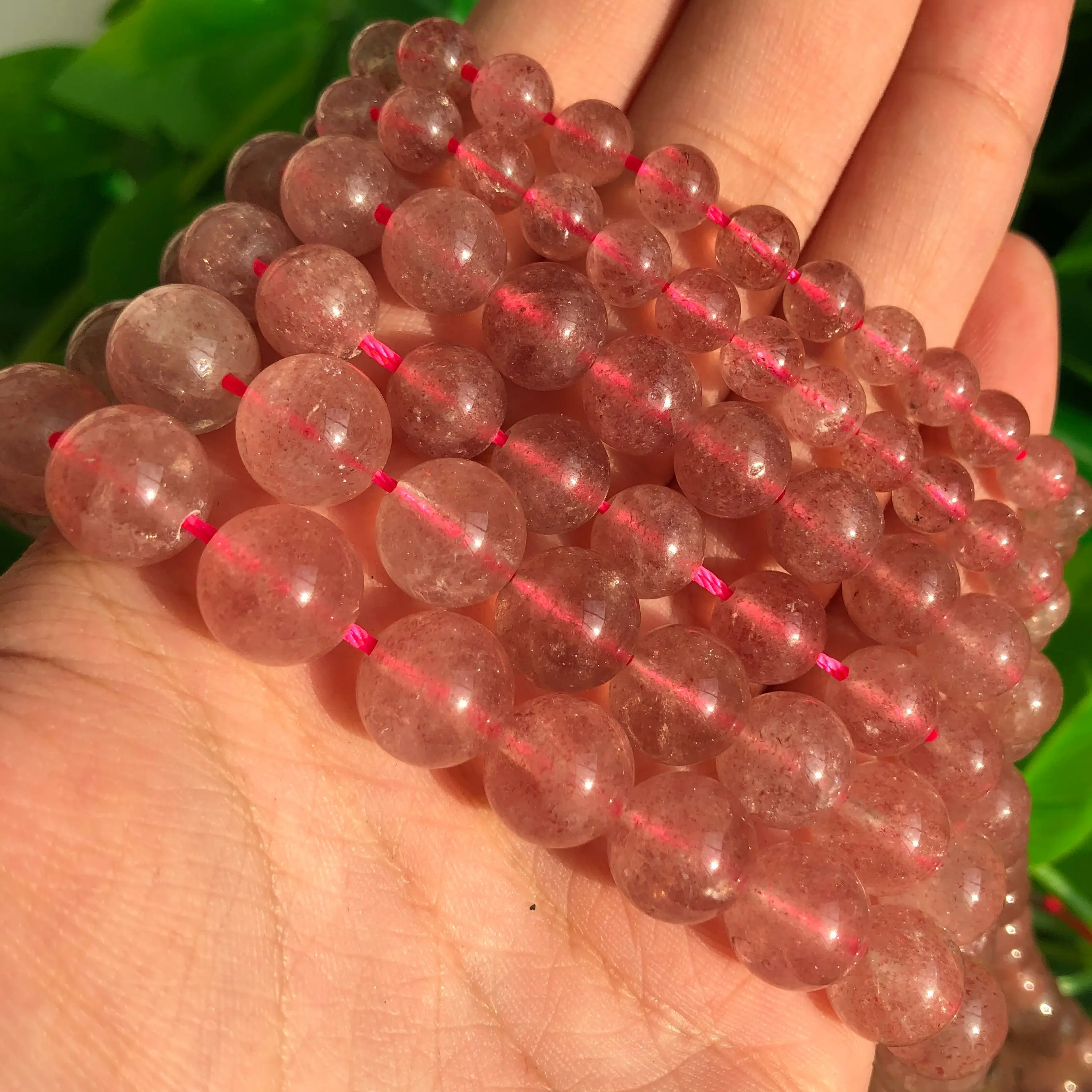 

Natural Stone Strawberry Crystal Beads Round Spacer Beads For Jewelry Making DIY Bracelet Necklace Accessories 4-12MM 15in