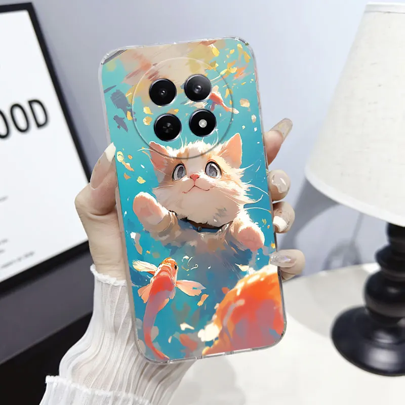Marble Clear Soft Silicone Phone Case with Cute Cat Design