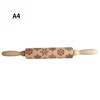 Wood Christmas Printing Rolling Pin Wooden Carvings Embossing Elk Snowflake Christmas Tree Snowman Rolling Pin Cookies Crafts 6