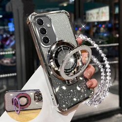 Luxury Bracket Chain Glitter Phone Case for Realme 14ProPlus (Silver)