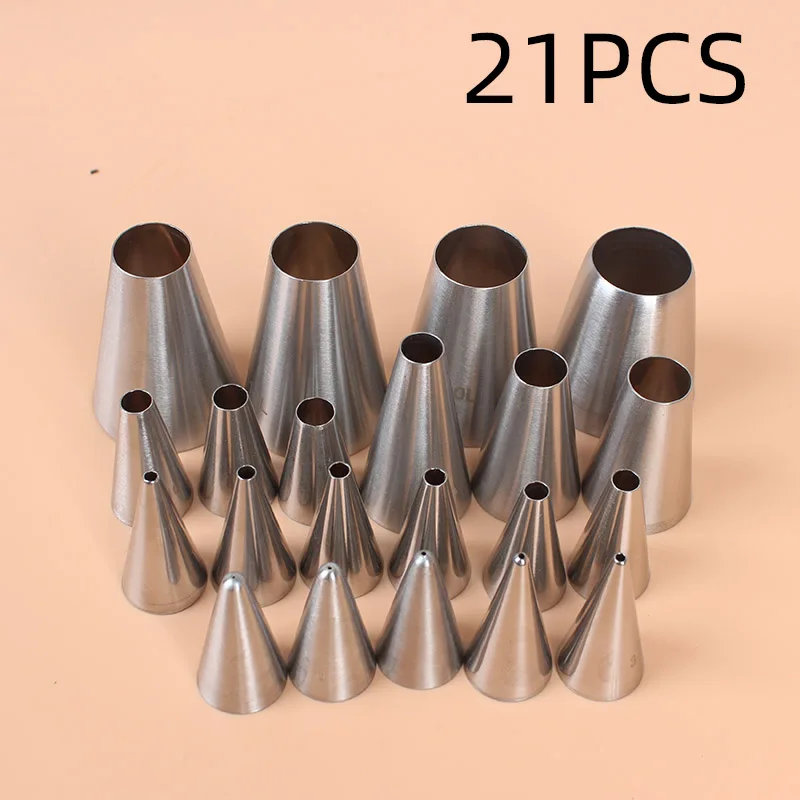 Round Metal Cake Cream Decoration Tip Stainless Steel Piping Icing Nozzle Pastry Tools 21pcs