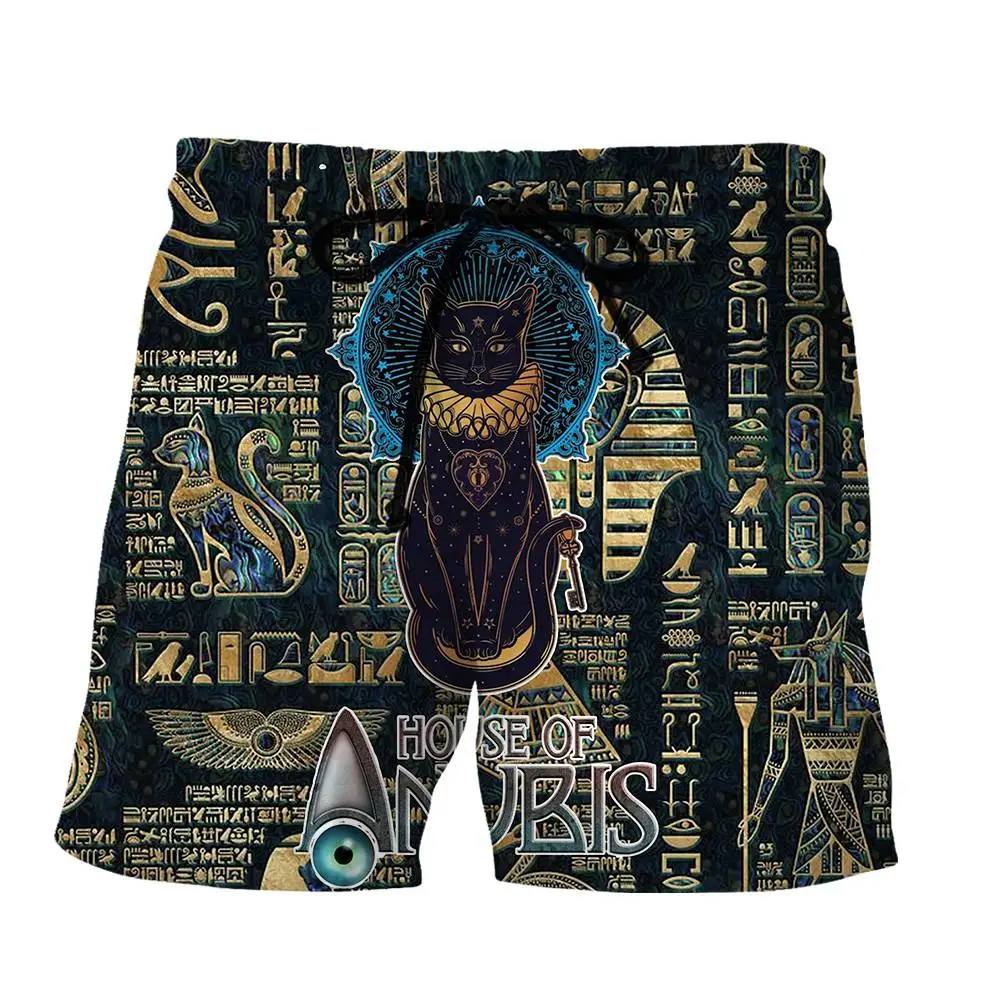 SONSPEE Summer Mythology Gods Vintage Inspired 3D Printing Shorts House of Anubis Clothing Men Women  Street  Sports Short Pants