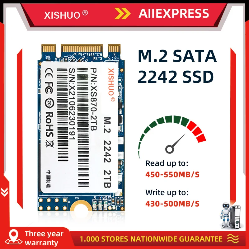 XISHUO M2 2242 64GB 128GB SSD 256GB M.2 2242 NGFF SATA 512GB Solid State Drive HD for Laptop M.2 2280 SSD 128GB 1TB