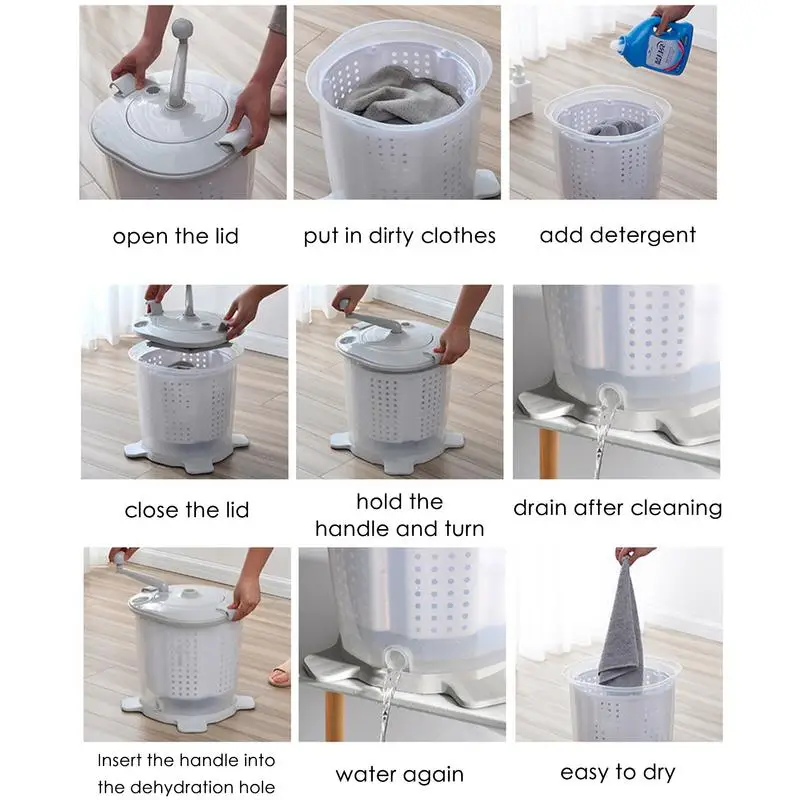 Portable Manual Non Electric Washing Machine Baby Clothes Washer Suitable For Dormitory Apartment Camping Hand Crank Washer