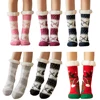 Winter Warm Socks Women penguin Plush Soft Female Non Grip Floor Slippers Short Sock Fuzzy Fluffy Deer Elk Bear Christmas Gift 6