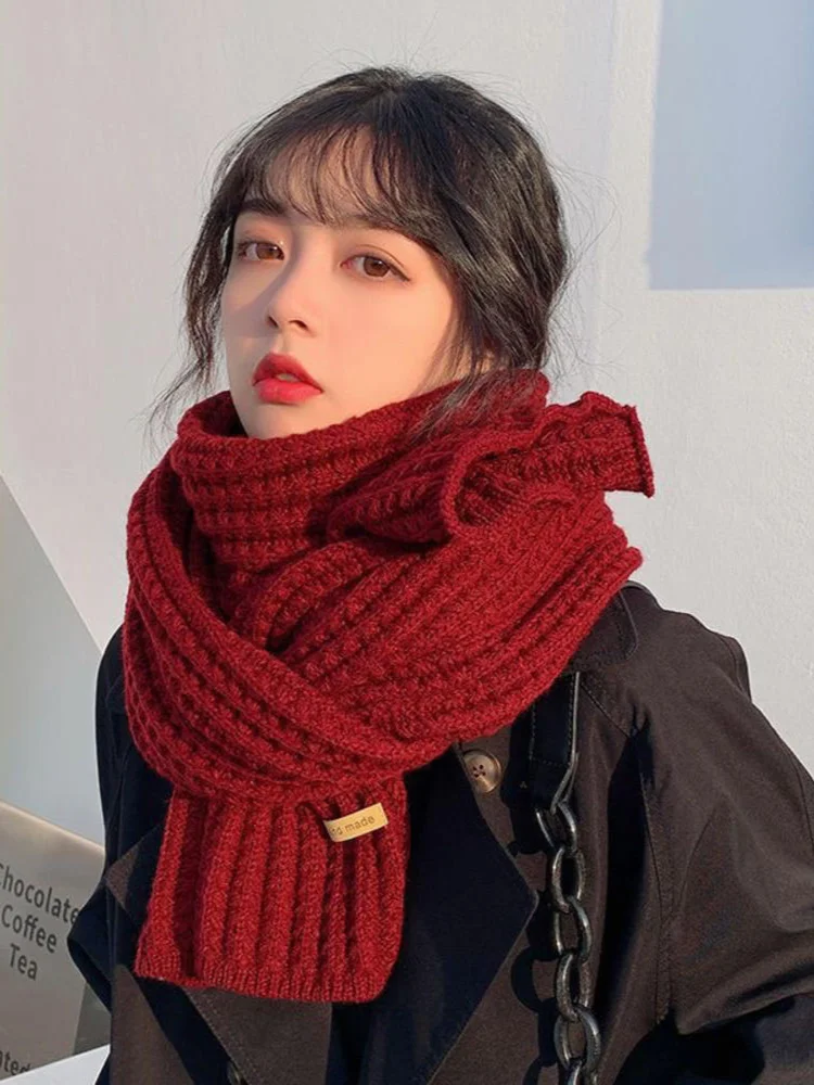 Winter Women Warm Scarf Wool KnittedUnisex Thick Warm Winter Scarves ...