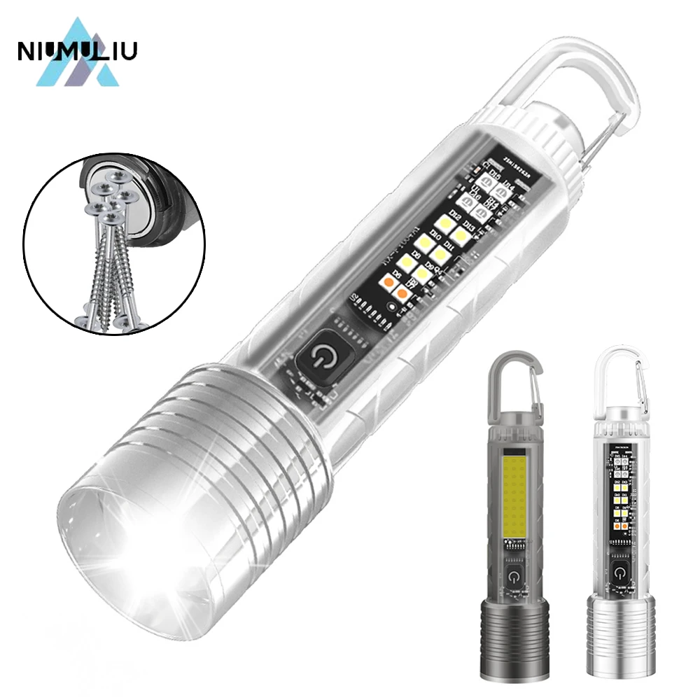 

C2 Powerful LED Flashlight with Strong Magnet Torch Waterproof Camping Fishing Lantern USB Rechargeable Long shot Zoom Spotlight