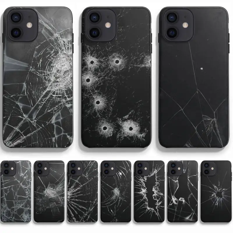 Чехол для телефона из сломанного стекла противоударный мягкий чехол Iphone 6 6s 7 8 Plus