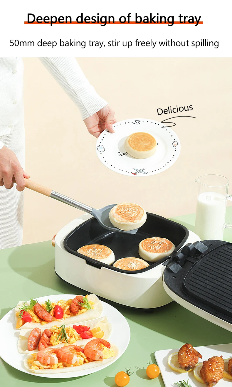 Description Picture 5 of itemCUKYI Suspended Double-Sided Heating Baking Pan Electric Skillet Automatic Pizza Pancake BBQ Maker Grilling Machine 220V