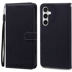 Leather Wallet Flip Case for Samsung Galaxy A17 - Luxury Phone Cover (Black)