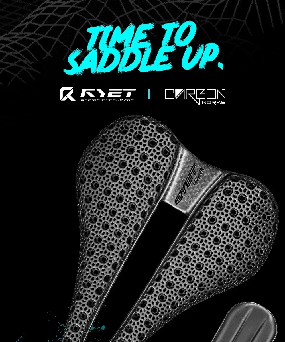RYET Carbon-Fahrradsattel, 135 g, 240 x 145 mm, 3D-gedruckt/EVA-gepolstert, für Rennrad, MTB, Kies, Radfahren, Komfort, Performance-Sitz – Detail 1