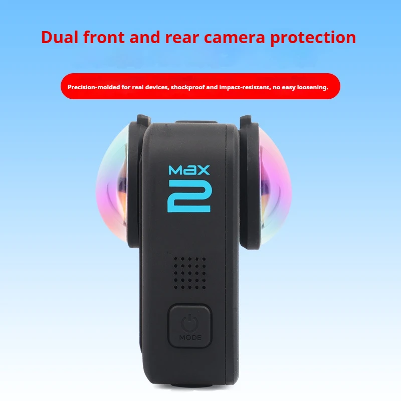Installation du protecteur d'objectif pour GoPro Max 2, film de protection transparent collé sur l'objectif de la caméra.