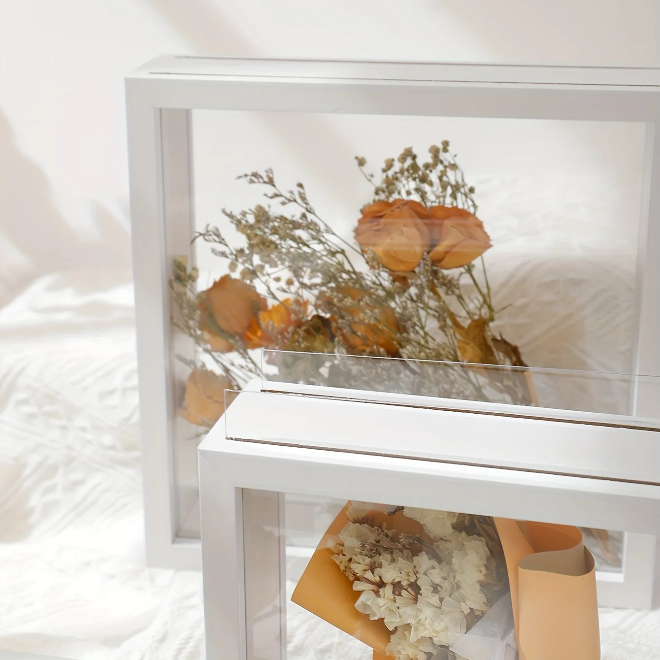 Wood Frame Picture Frame Home Tabletop Decoration 4-8inch Square Transparent Floating Dried Flower Picture No Flowers