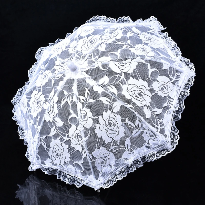 Lace Floral Umbrella Wedding Decoration Bride Handmade Photography Prop Umbrella Parasol 3 Color with Different Patterns bridal lace parasol set