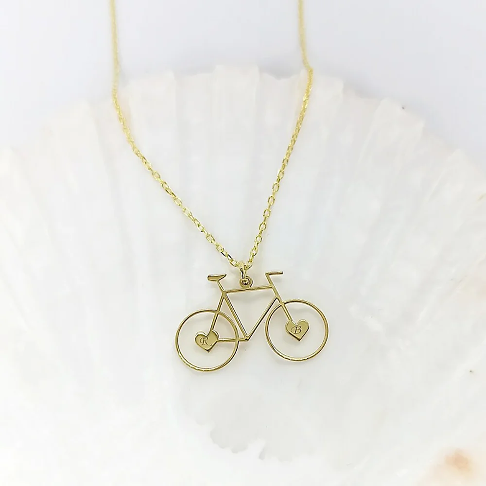 

Women's Customized Necklace Bicycle Pendant Necklaces Stainless Steel Custom Letter Personalized Jewelry Birthday Gift Wholesale