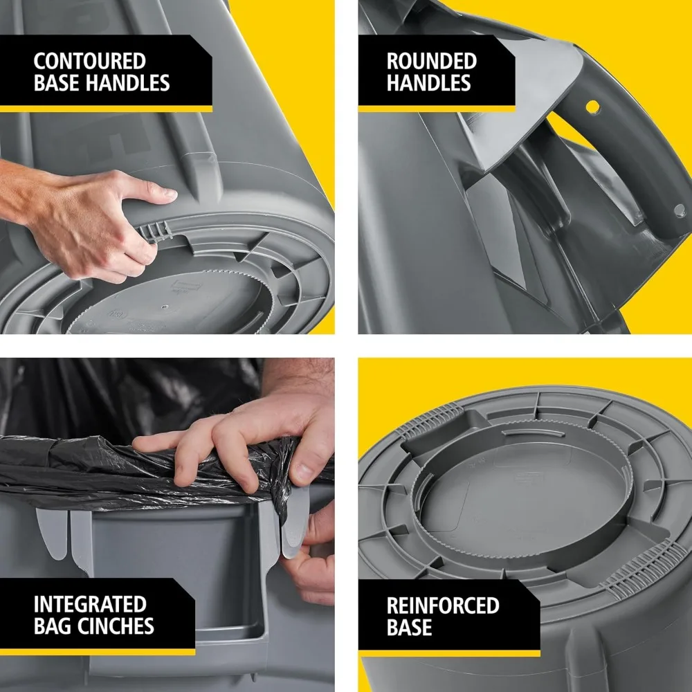 Products BRUTE Heavy-Duty Round Trash/Garbage Can, 20-Gallon, Blue, for Landscapers/Construction Sites/Restaurants/Back of Hous