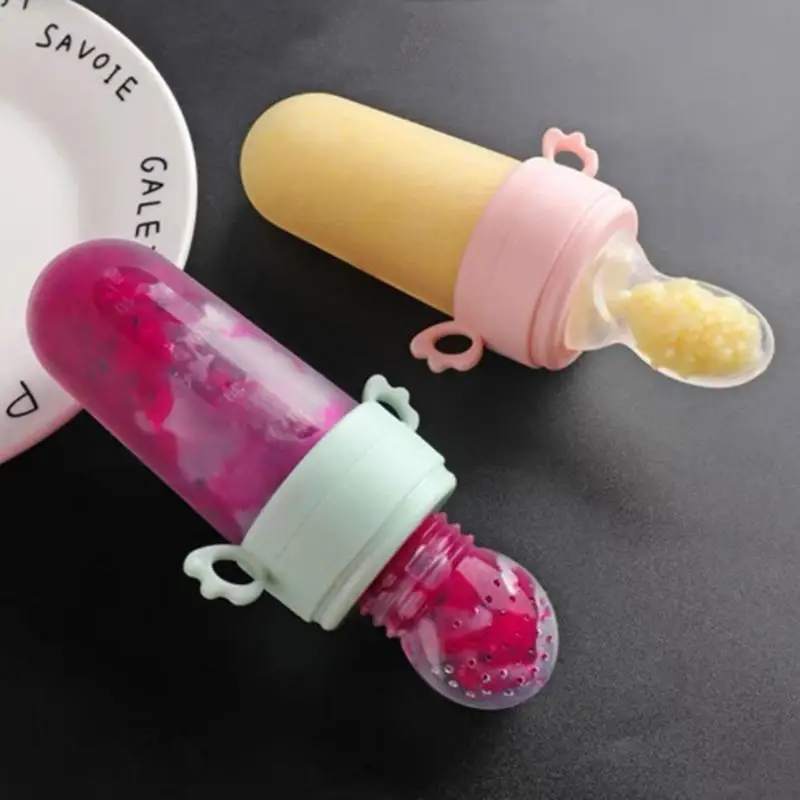 Baby Fruit Feeder Baby Food Dispensing Spoon Milk Frozen Set Silicone Feeder And Teether For Infant Safely Self Feeding Teething silicone medicine feeder baby dropper type medicine feeder with scale baby accessories 5ml liquid food dropper infant utensils