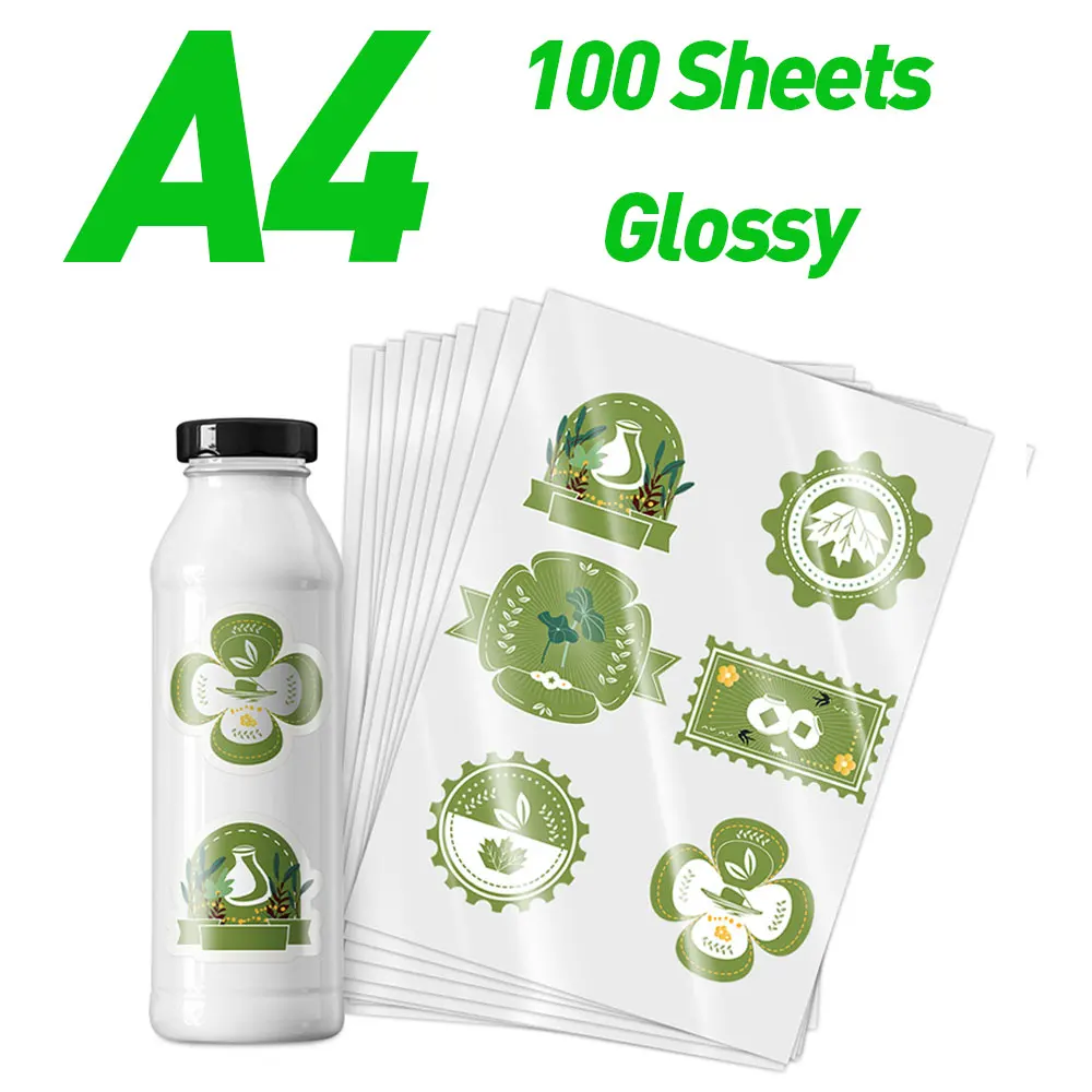 50pcs Clear Matte Adhesive Printer Paper A4 Self Adhesive Glossy