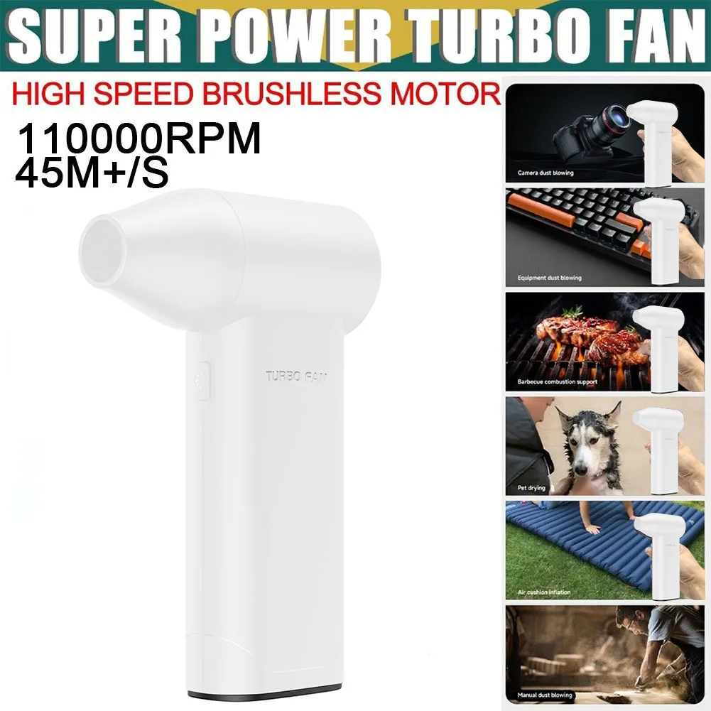 

1pcs Jet Blower 130000 RPM Electric Jet Fan Super Jet Fan With Usb Cable 3000mAh 52m/S Three Gears Blower Violent Turbofan