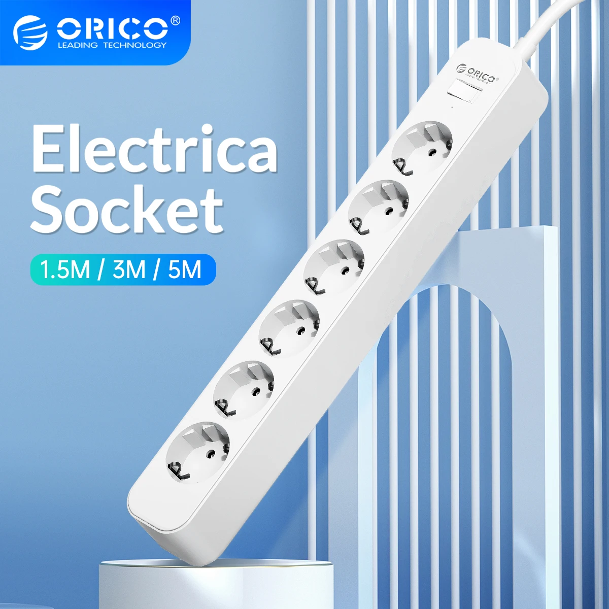  ORICO Power Strip with 3m Extension Cable Electrica Socket 6AC Outlets Multiple Sockets with Surge Protector Network Filter 