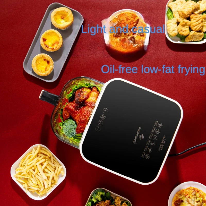 Visual Air Fryer 5 in 1 Smart Electric Fry Pot Tempered Glass Lid See Through Cooking Auto Chip Maker for Home
